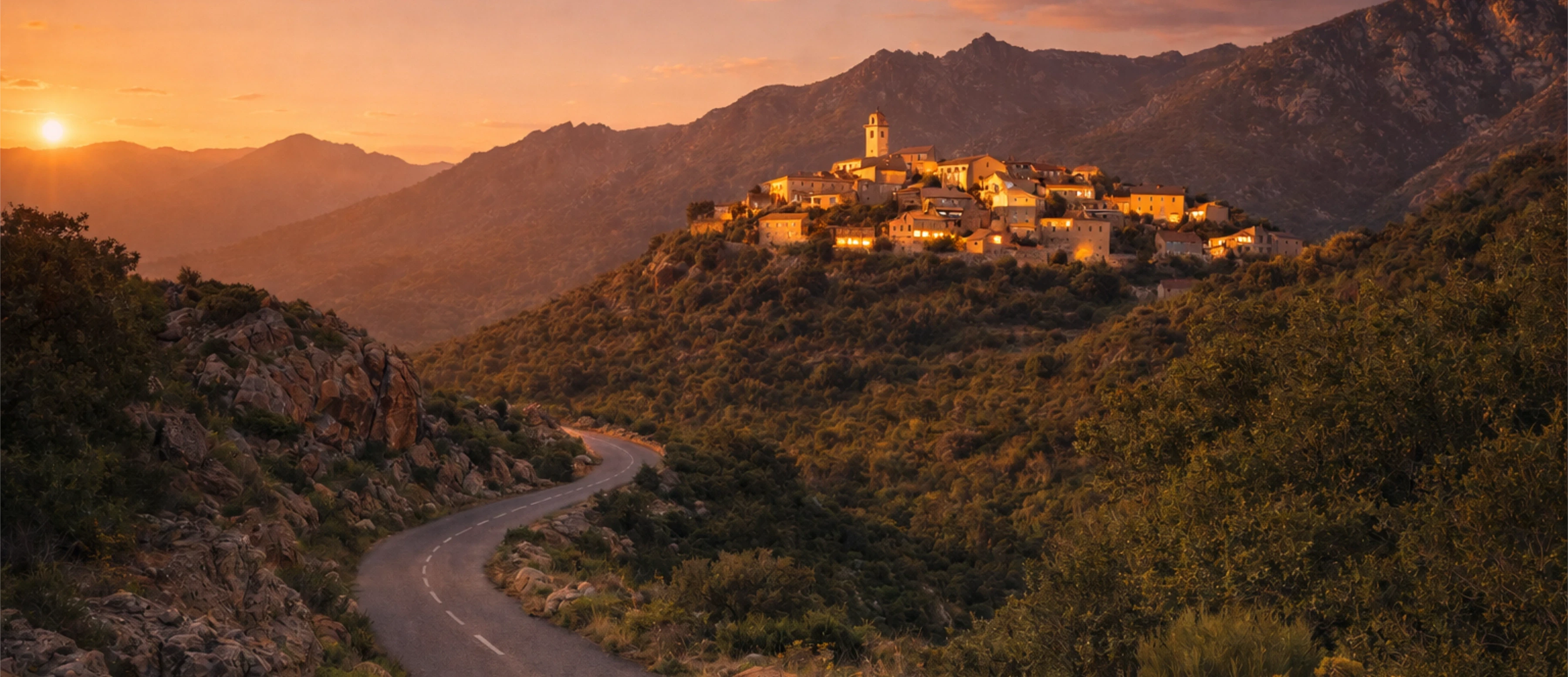 Route corse entre mer et montagne